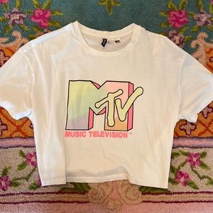 H&M MTV white cropped Tee